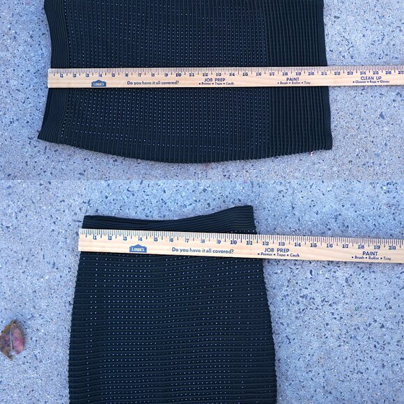 BEBE Green Ottoman Knit Pencil Skirt XS Curve Tracing Ribbed Stretch $91+ - Picture 10 of 11